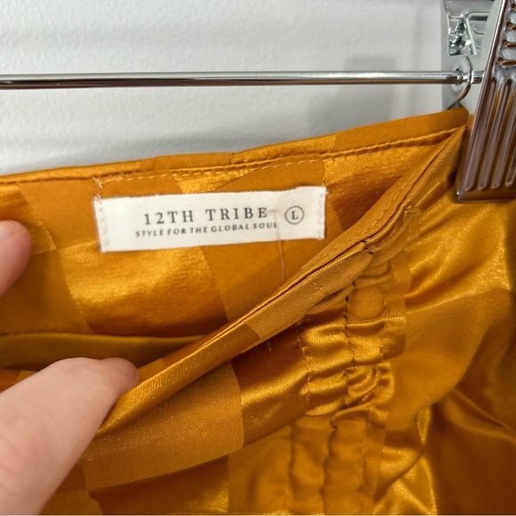 NWT 12th Tribe St. Barths Poppy Gold Checkered Mini Skirt Women’s Size Large - Picture 4 of 8